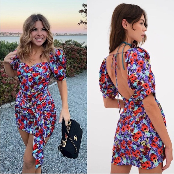 For Love & Lemons Chiara Puff Sleeve Floral Mini Dress - Picture 15 of 15